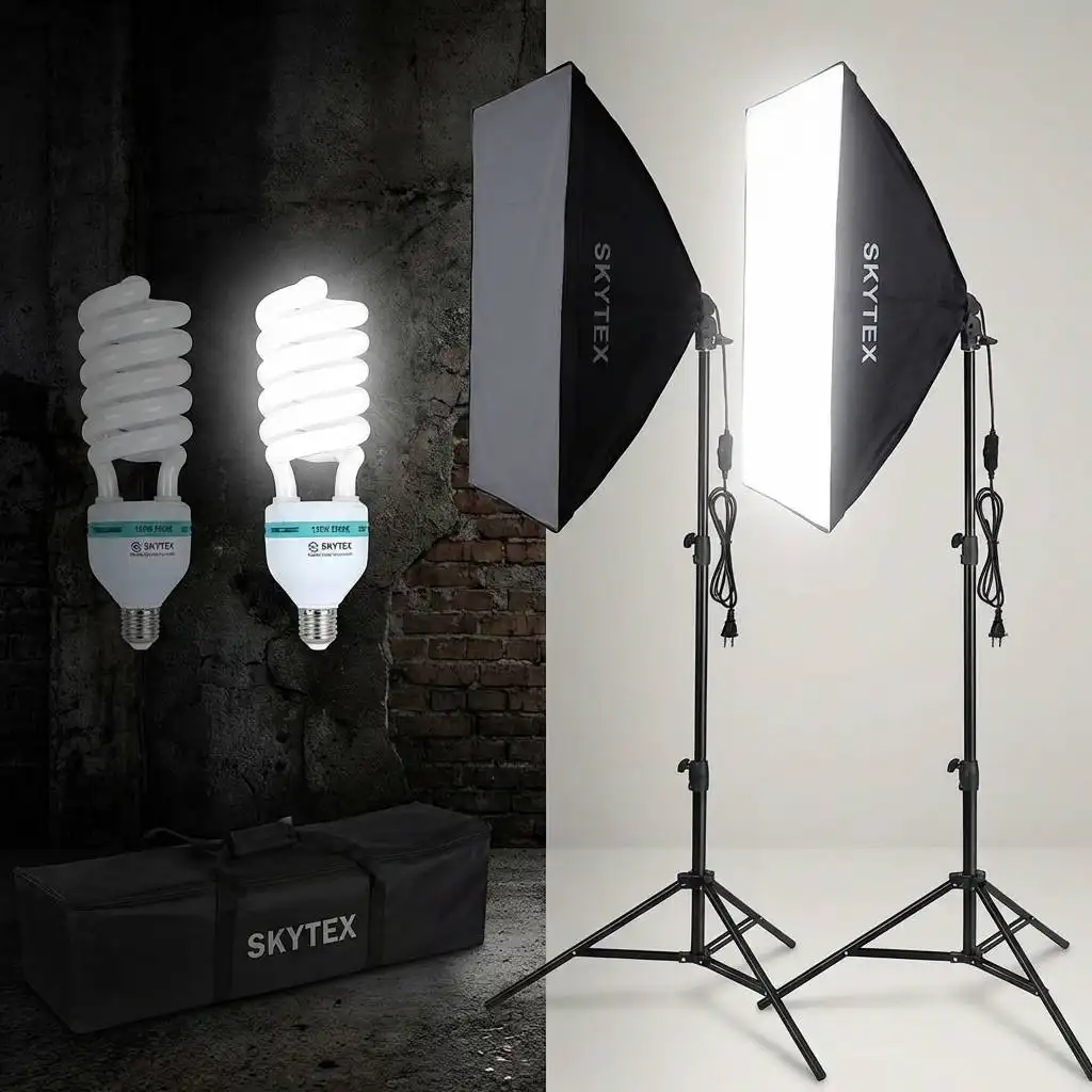Side-by-side comparison of identical light bulbs against a split dark and brightly illuminated background.